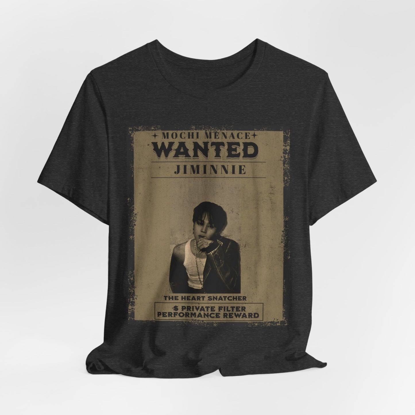 JIMIN Wanted Poster Graphic Tee — 'Mischief Menace' Vintage Style