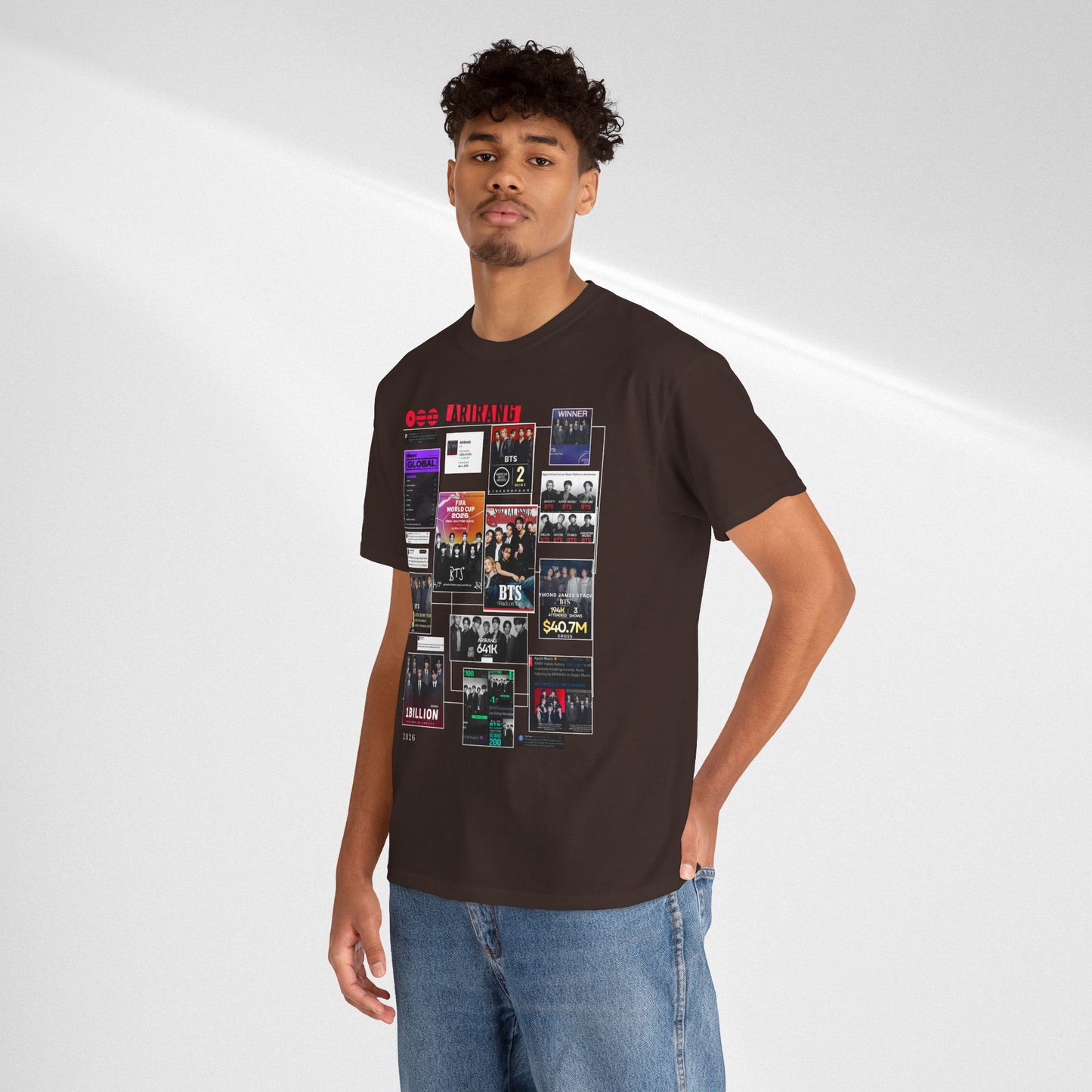 BTS ARIRANG Collage Tee — Iconic Albums & Milestones Graphic T-Shirt