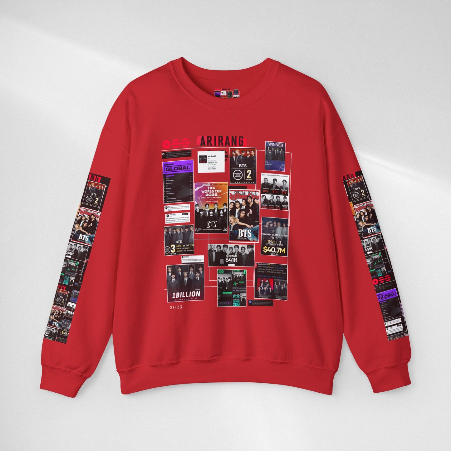 Crewneck Sweatshirt — BTS ARIRANG Collage Graphic Crewneck (Album Posters & Tour Art)