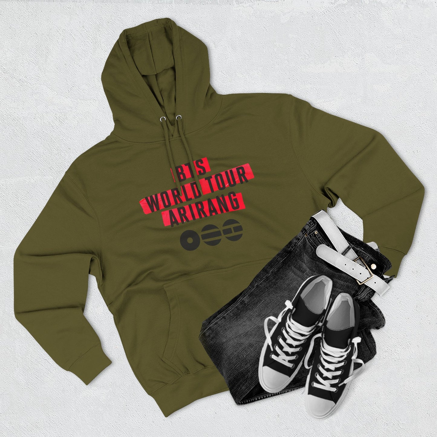 BTS World Tour Hoodie — 'Arirang' Fleece Pullover with Tour Dates