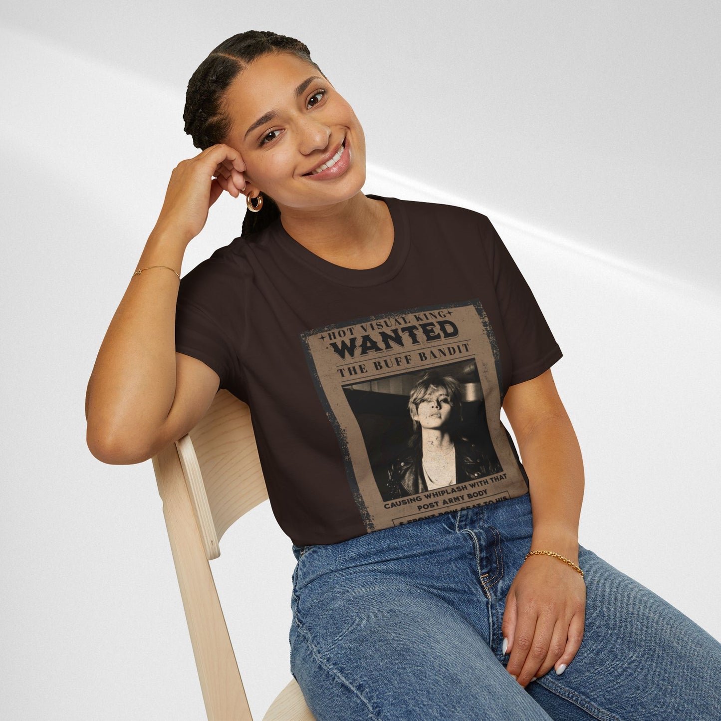Wanted V Poster Graphic T-Shirt — "The Ruff Bandit" Vintage Western Mugshot Tee