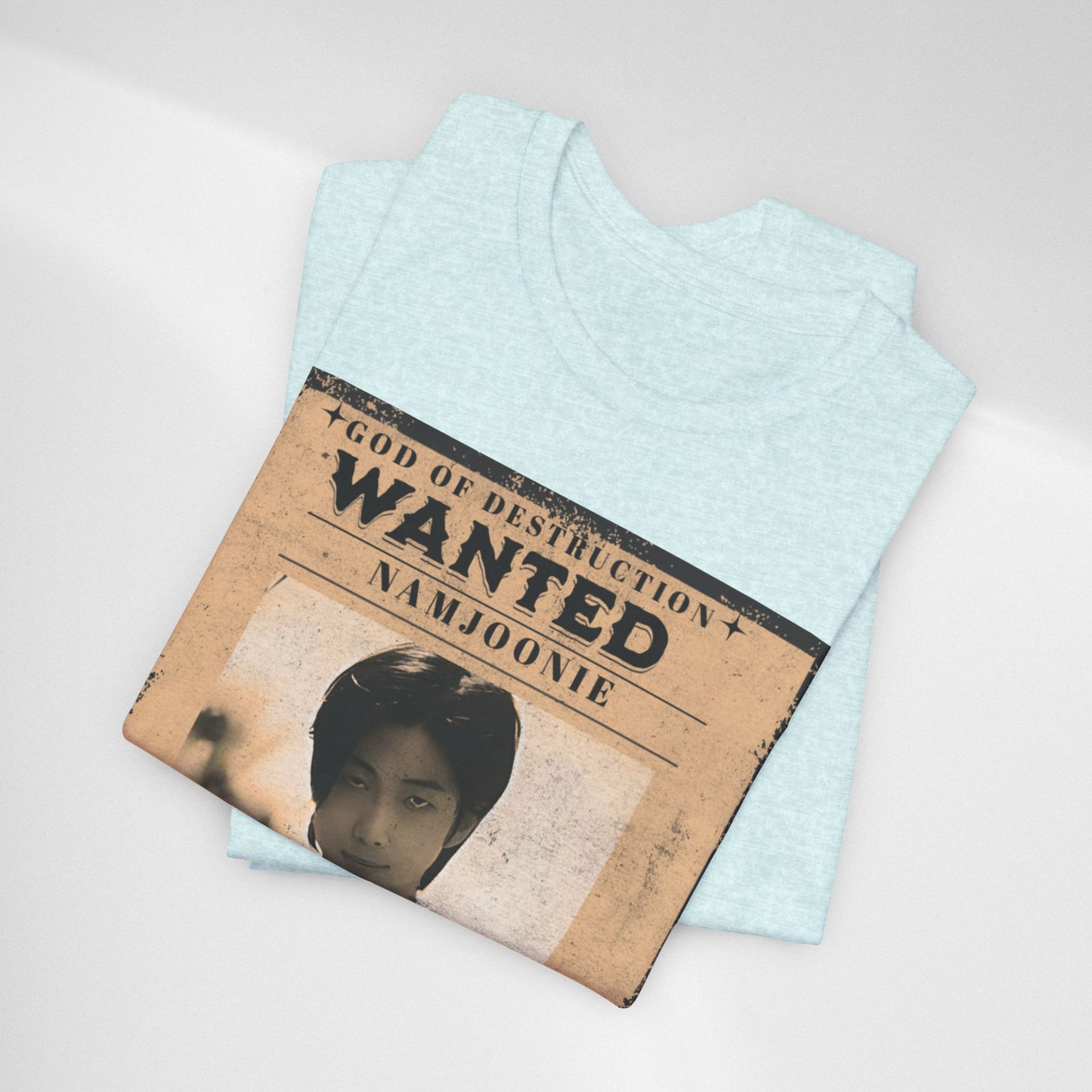 T-Shirt — Vintage 'Wanted: Namjoonie' Photo Tee (K-Pop Fan Poster Style)