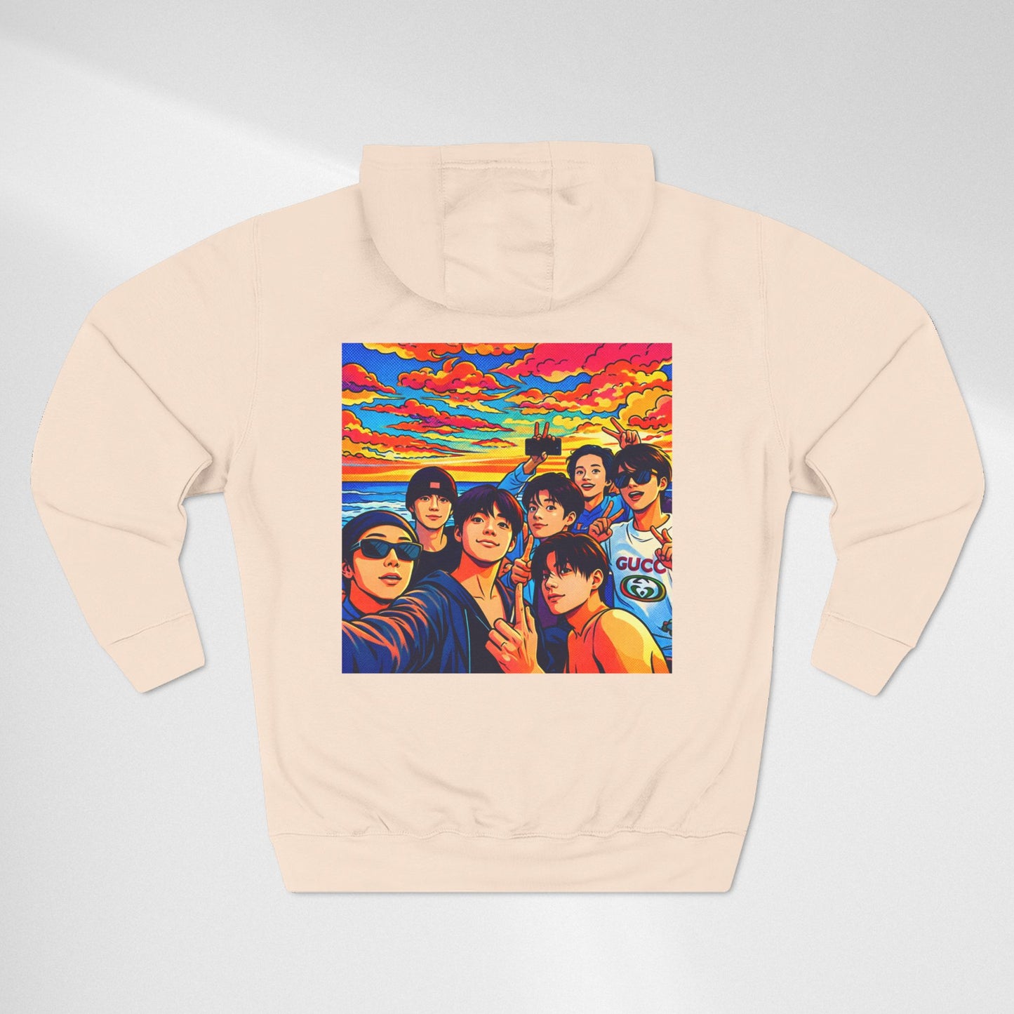 BTS Inspired Graphic Hoodie — Vibrant Group Portrait Streetwear
