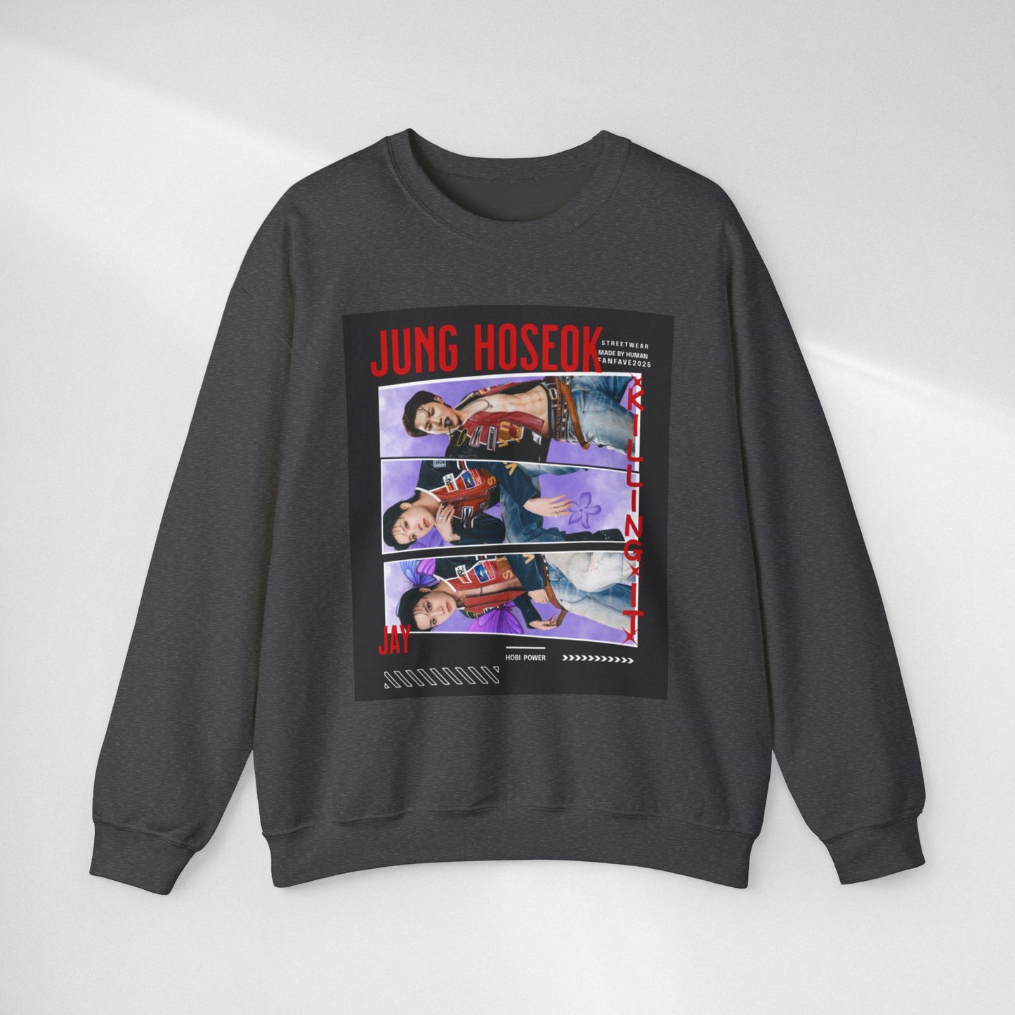 Photo Collage Crewneck Sweatshirt — 'JUNG HOSEOK' Graphic Pullover