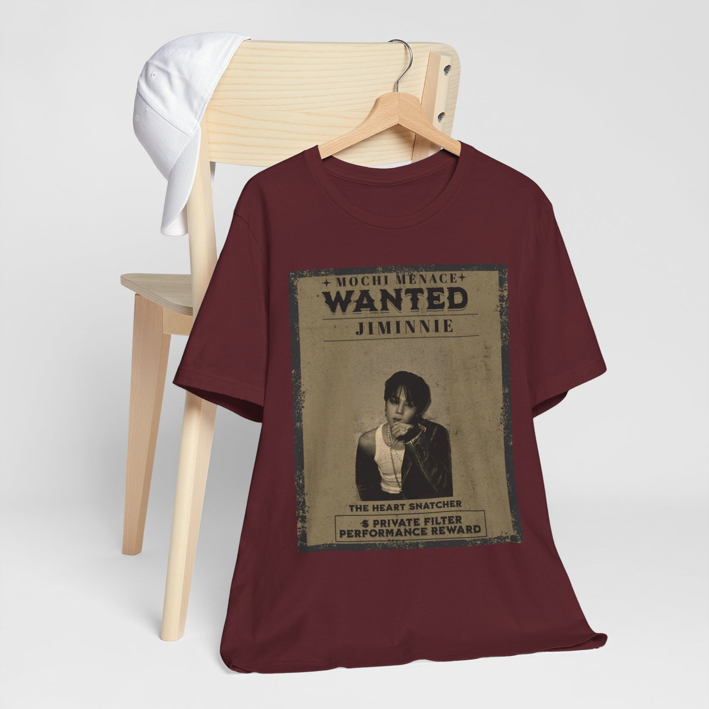 JIMIN Wanted Poster Graphic Tee — 'Mischief Menace' Vintage Style