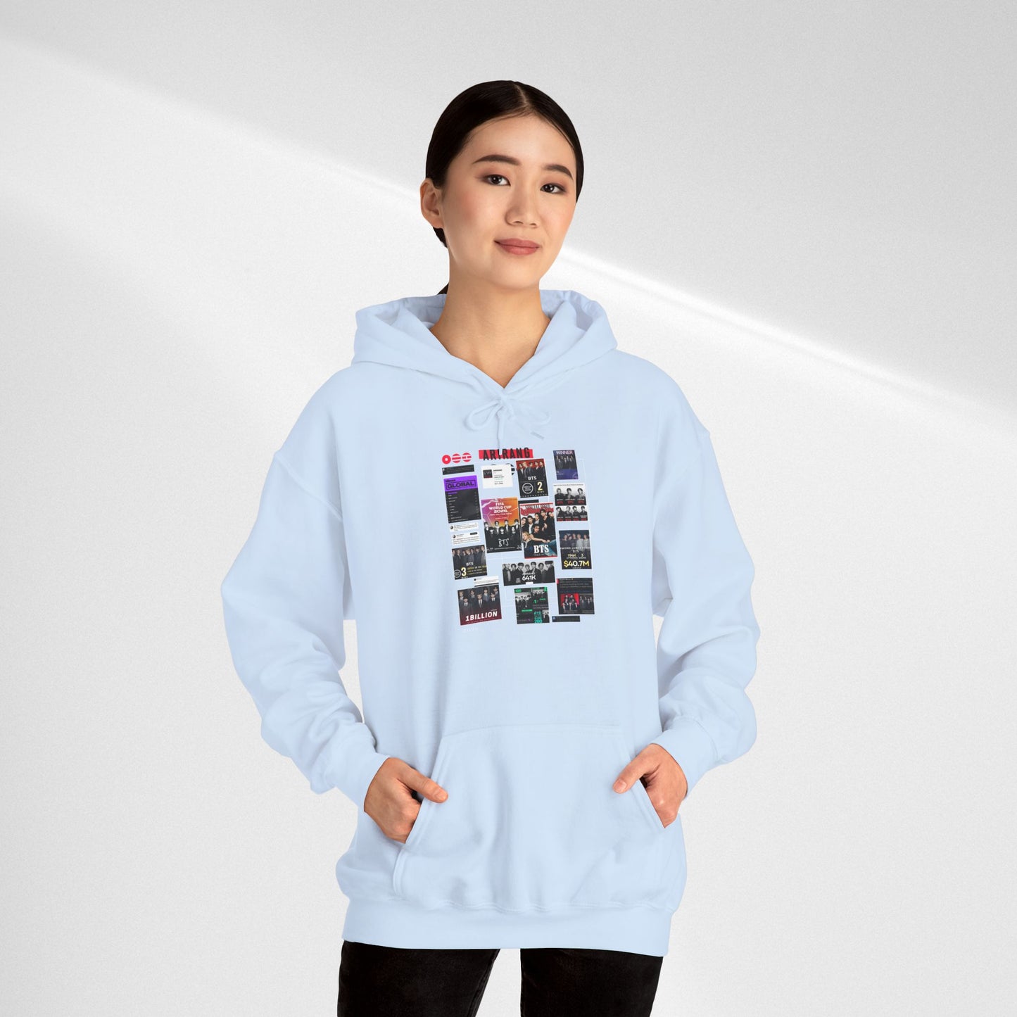 BTS ARIRANG Band Poster Collage Hoodie — Vintage Gig Tour Graphic Sweatshirt