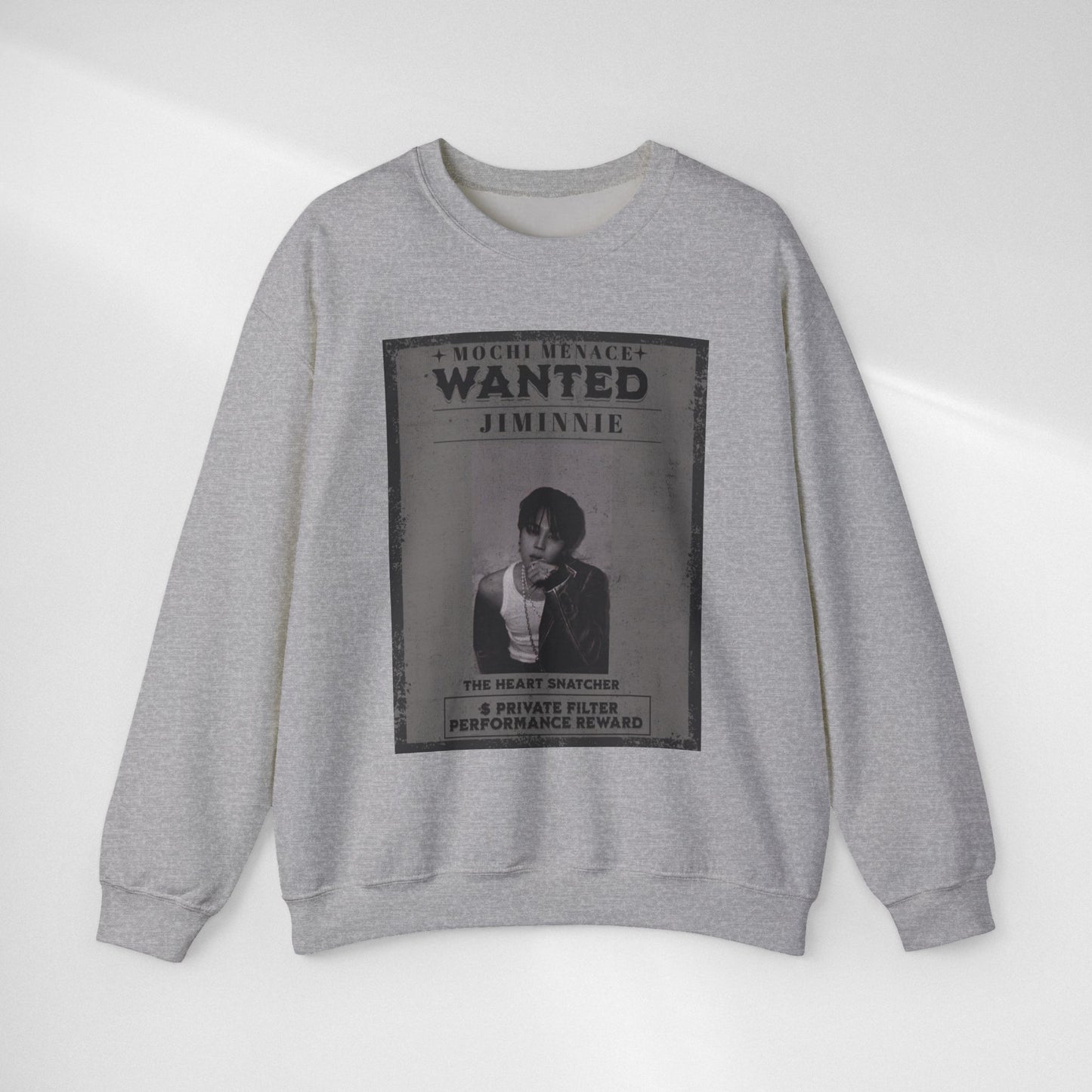 Wanted Poster Crewneck Sweatshirt – 'Wanted Jiminie' Vintage K-Pop Graphic