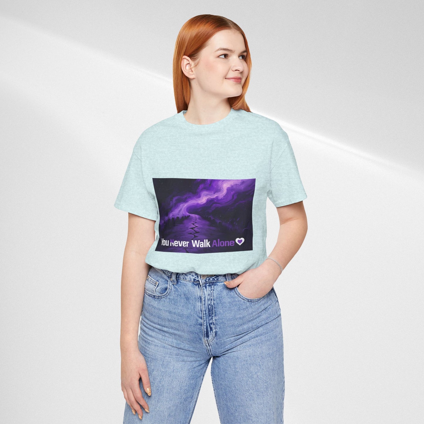 You Never Walk Alone Tee — Purple Night Stairway Graphic T‑Shirt