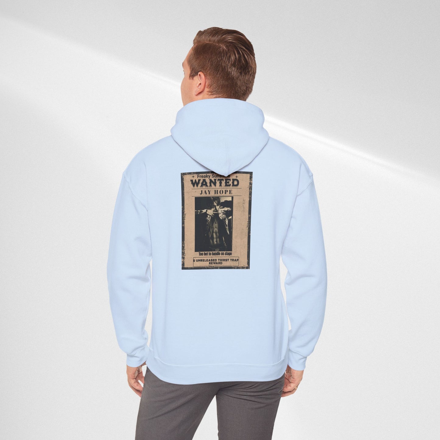 Hoodie - Vintage JHOPE 'WANTED' Poster Graphic Hooded Sweatshirt