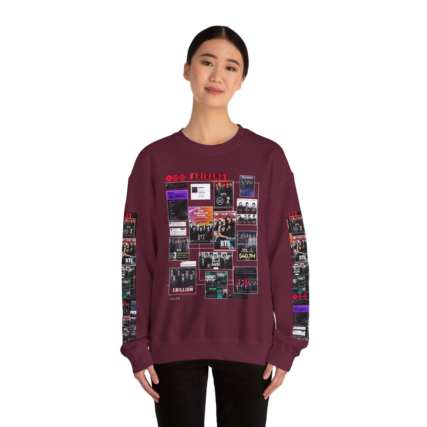 Crewneck Sweatshirt — BTS ARIRANG Collage Graphic Crewneck (Album Posters & Tour Art)