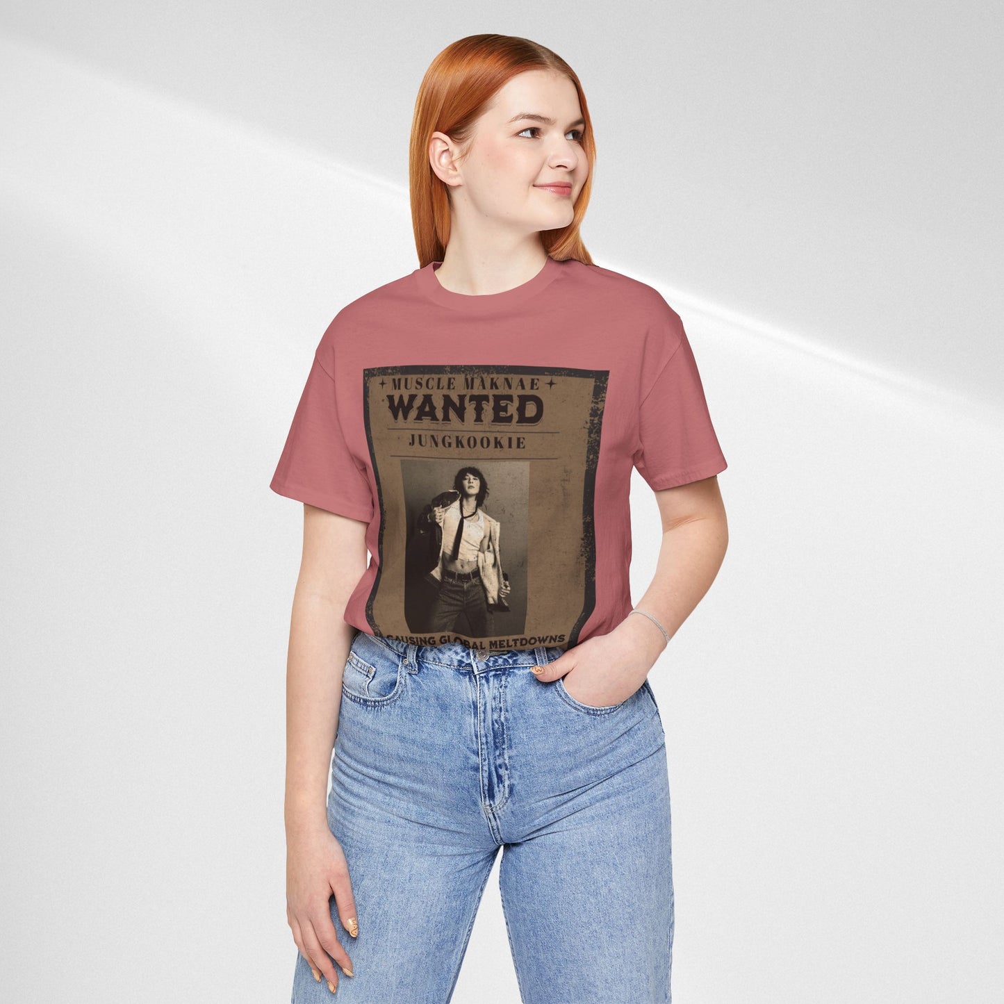 Wanted Poster Tee — 'Jungkook: Causing Global Meltdowns' Vintage K-Pop T-Shirt