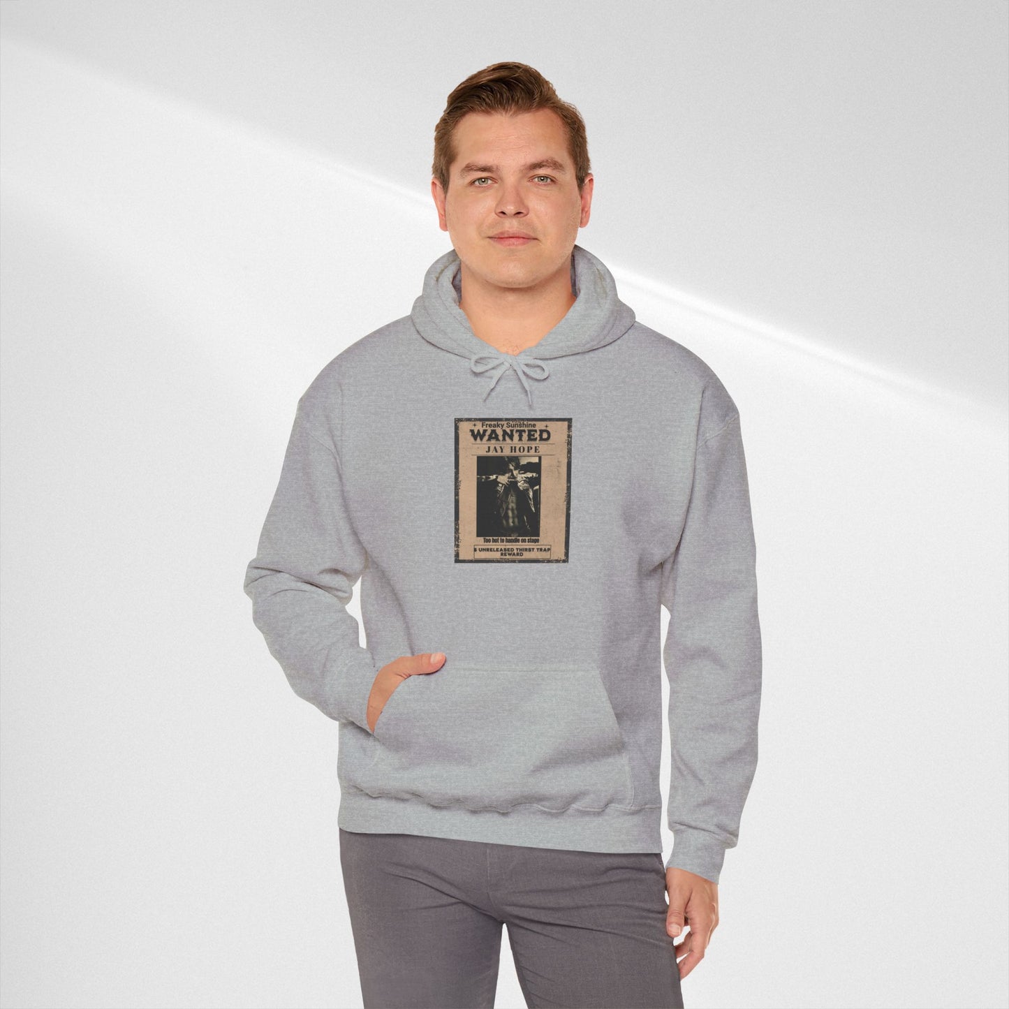 Hoodie - Vintage JHOPE 'WANTED' Poster Graphic Hooded Sweatshirt