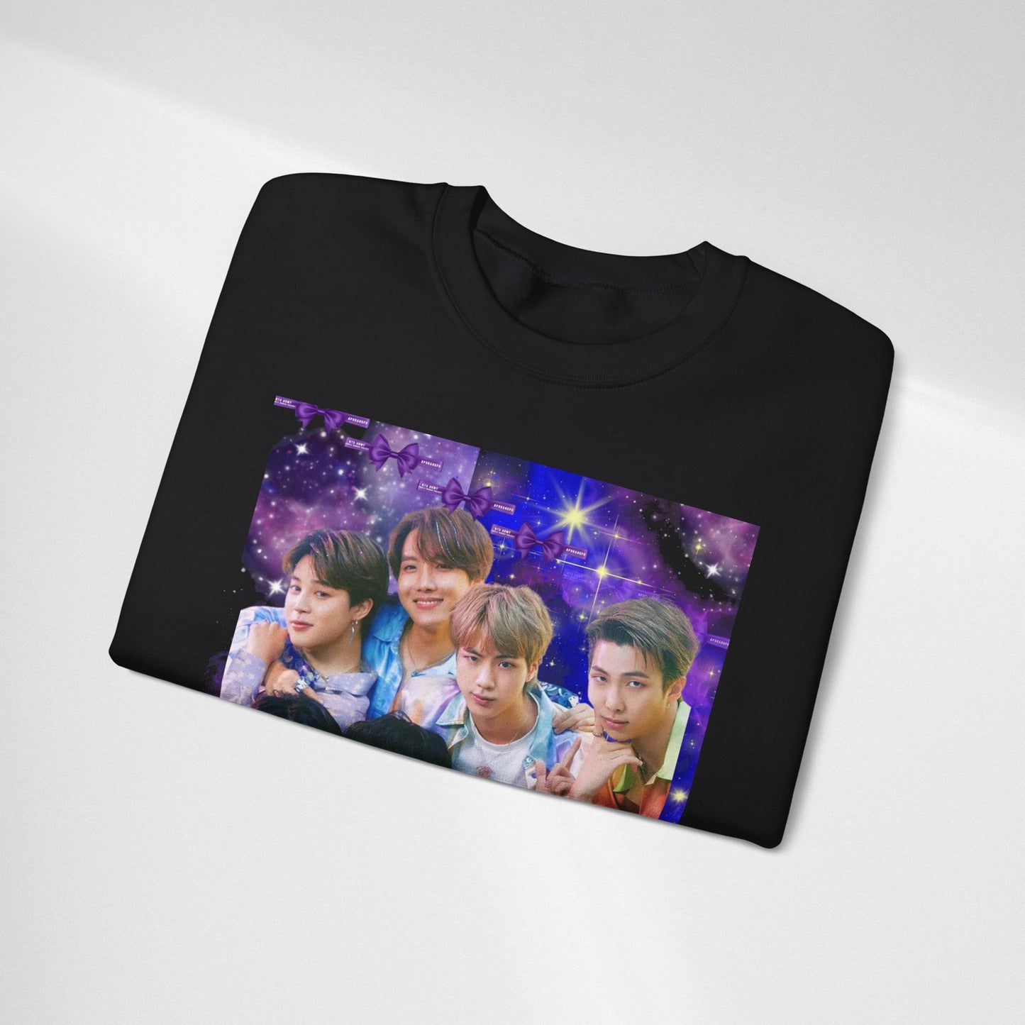 BTS Group Photo Crewneck Sweatshirt — Purple Fan Art Print
