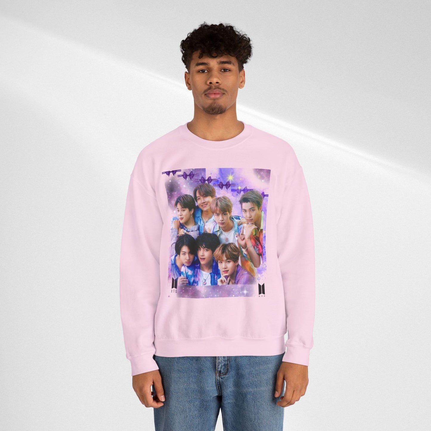BTS Group Photo Crewneck Sweatshirt — Purple Fan Art Print