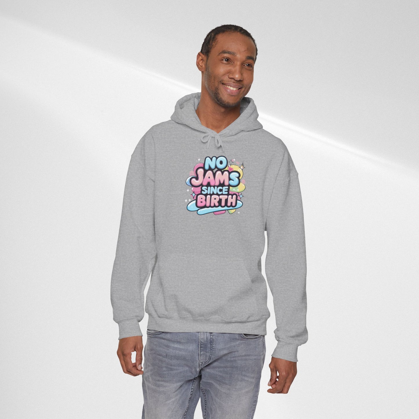 Hoodie — "No Jams Since Birth" Cute Kawaii Graphic Pullover