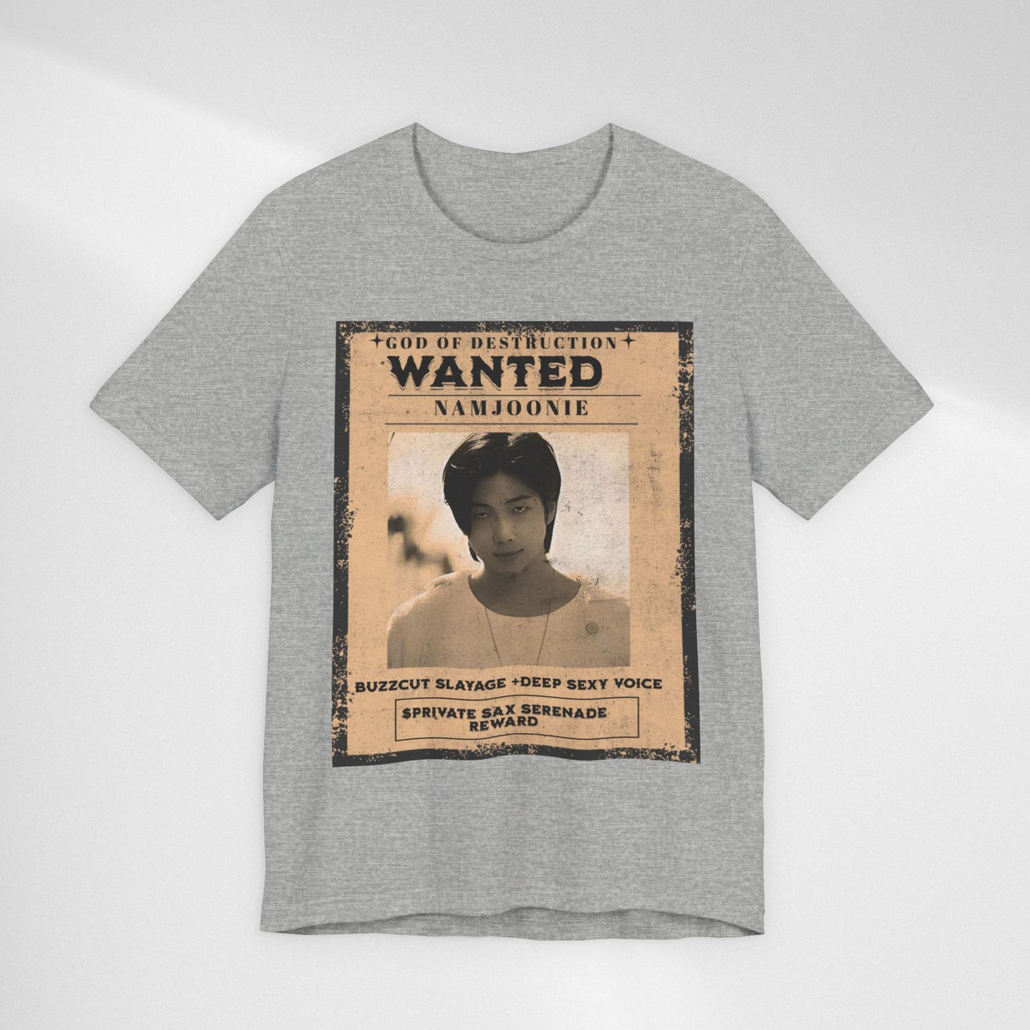 T-Shirt — Vintage 'Wanted: Namjoonie' Photo Tee (K-Pop Fan Poster Style)