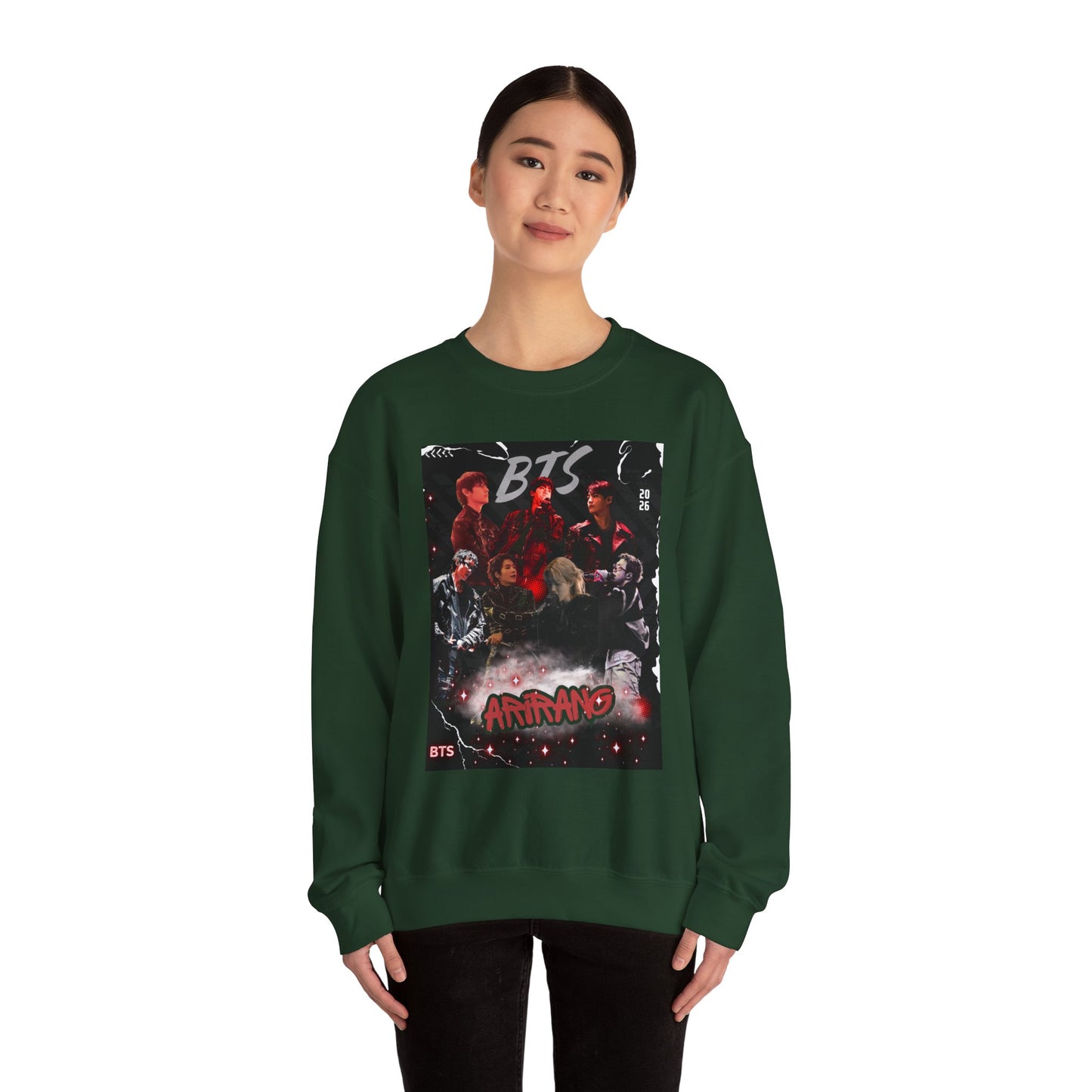 BTS Graphic Crewneck Sweatshirt – Red & Black Band Photo Design