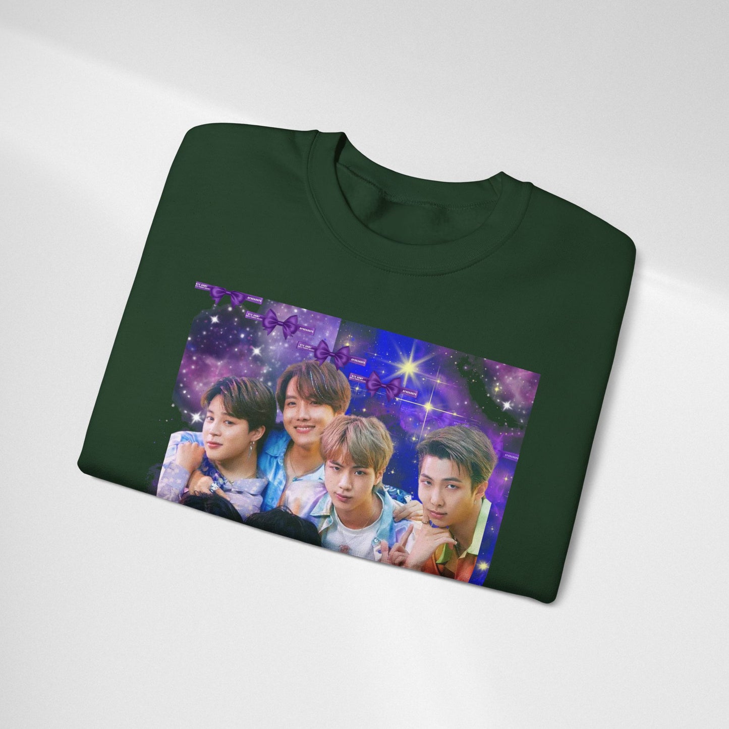 BTS Group Photo Crewneck Sweatshirt — Purple Fan Art Print