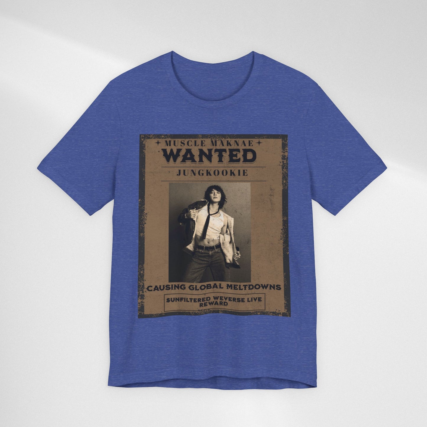 Wanted Poster Tee — 'Jungkook: Causing Global Meltdowns' Vintage K-Pop T-Shirt
