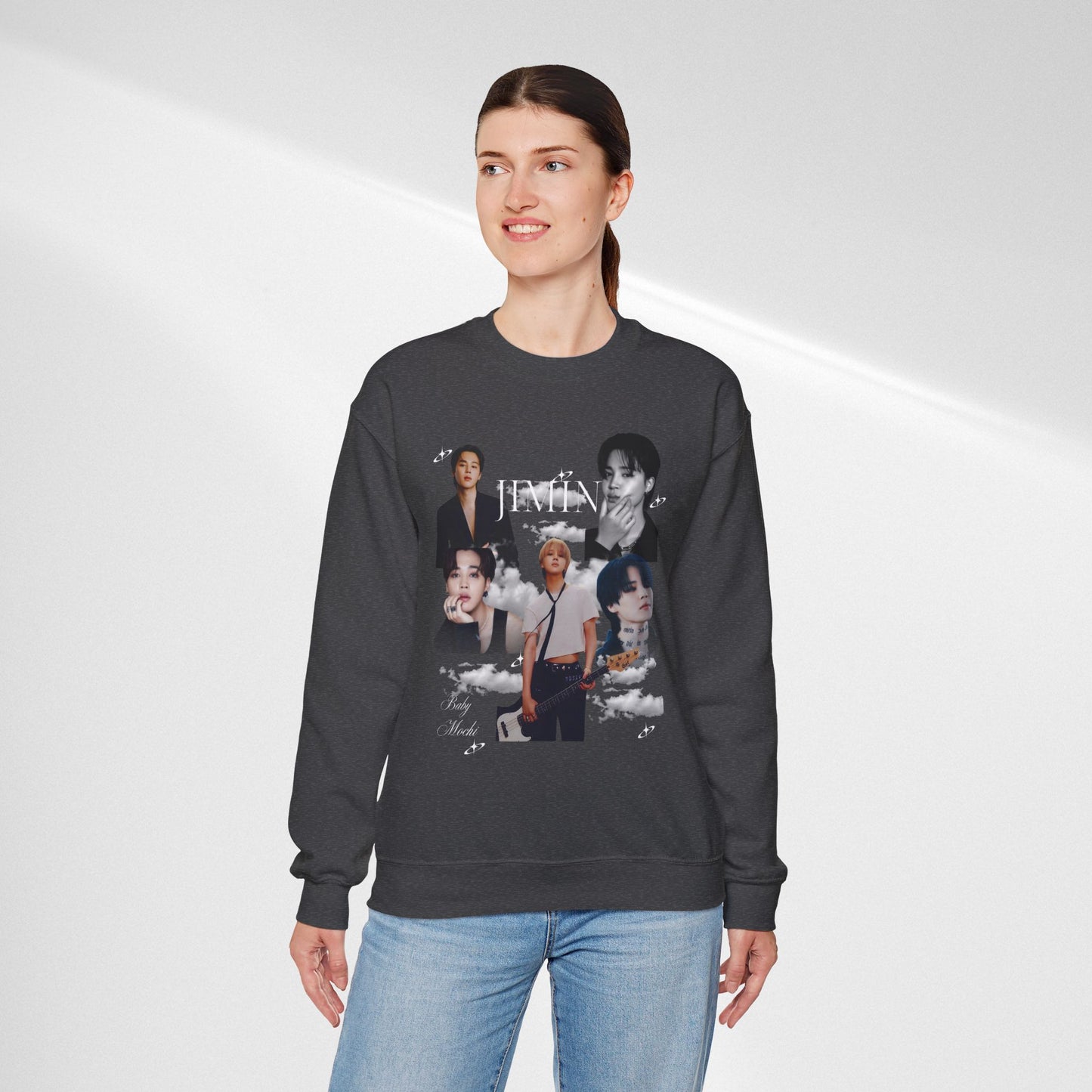 Crewneck Sweatshirt — K-pop JIMIN Collage Pullover (Band Member Design)