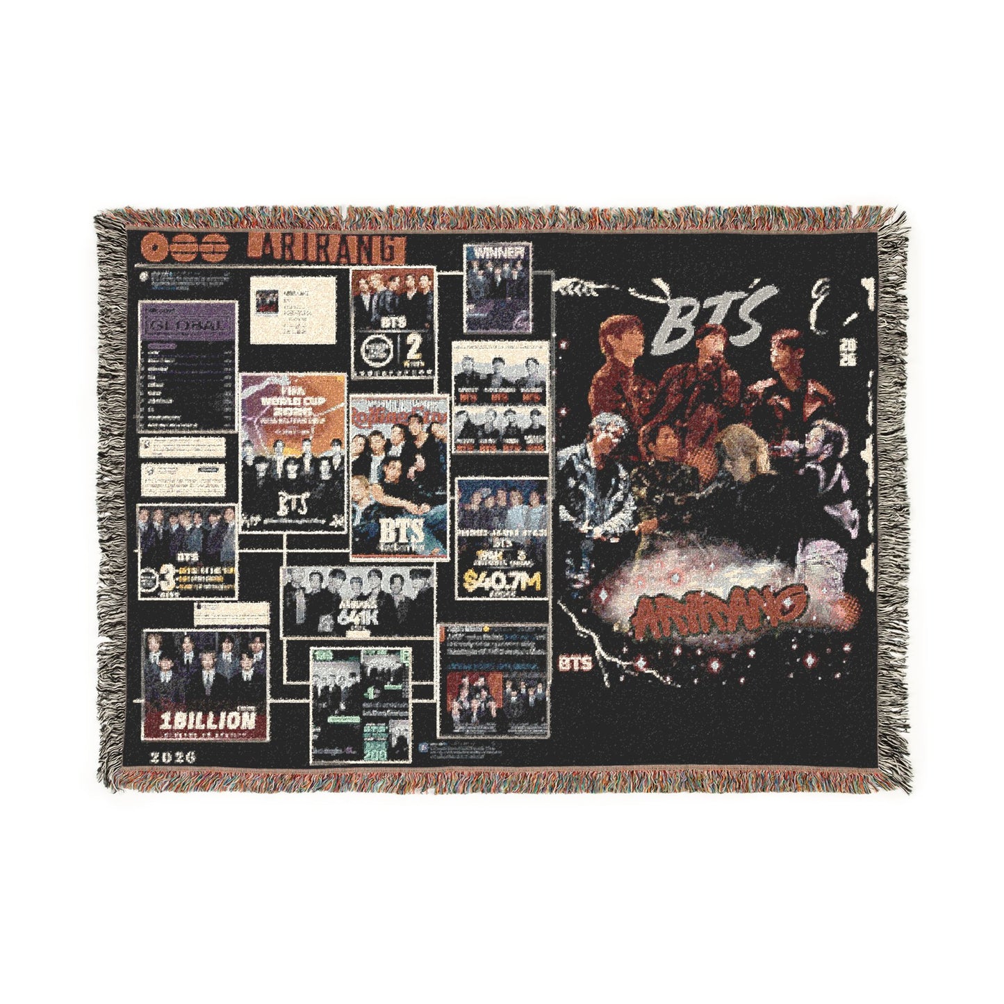 BTS Collage Woven Blanket — K‑Pop Fan Throw for Bedroom & Living Room