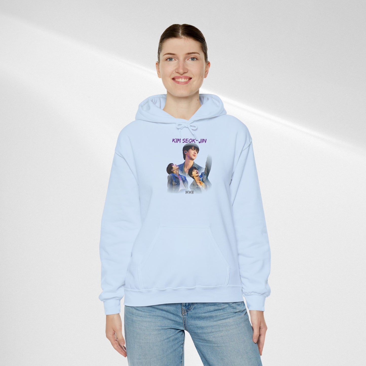 JIN Graphic Hoodie — Artistic Three-Image Portrait Design