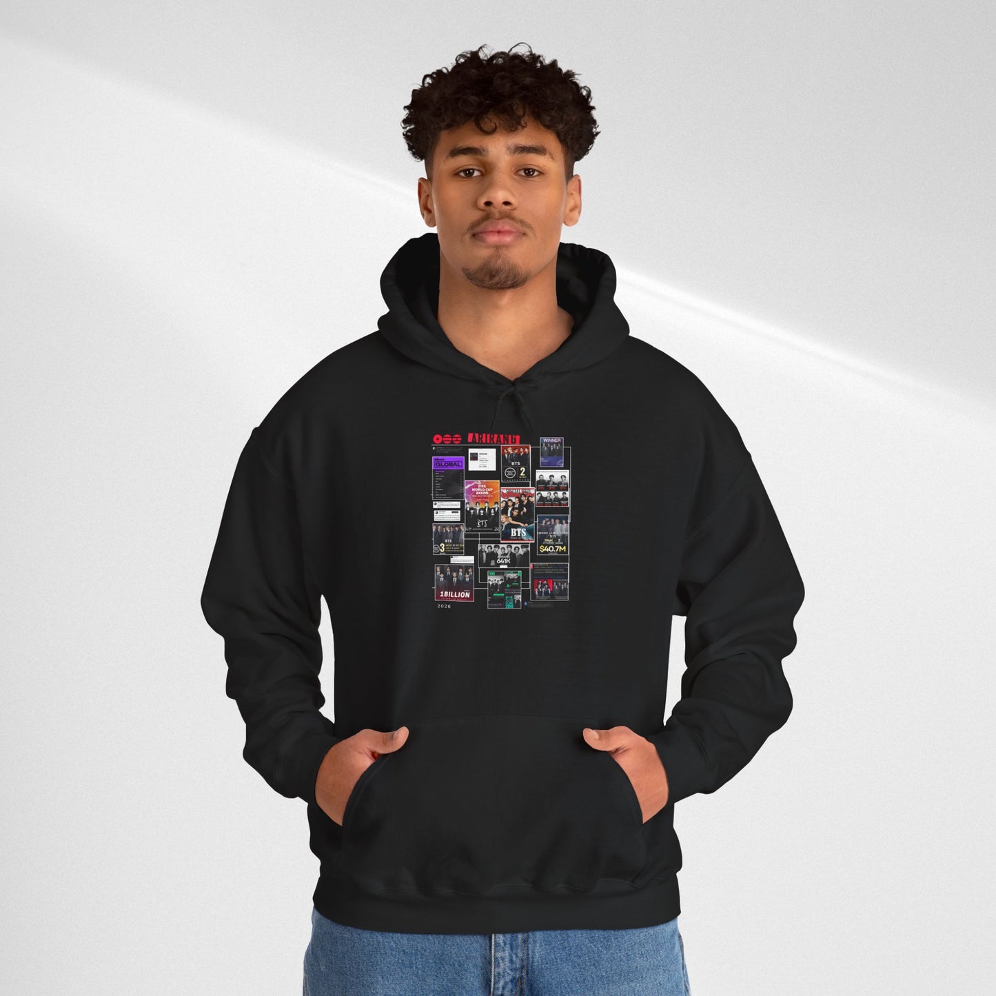 BTS ARIRANG Band Poster Collage Hoodie — Vintage Gig Tour Graphic Sweatshirt