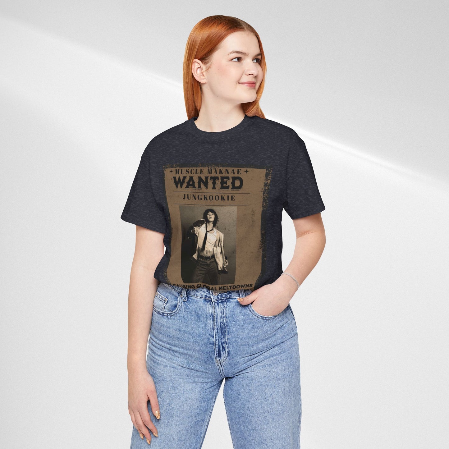 Wanted Poster Tee — 'Jungkook: Causing Global Meltdowns' Vintage K-Pop T-Shirt