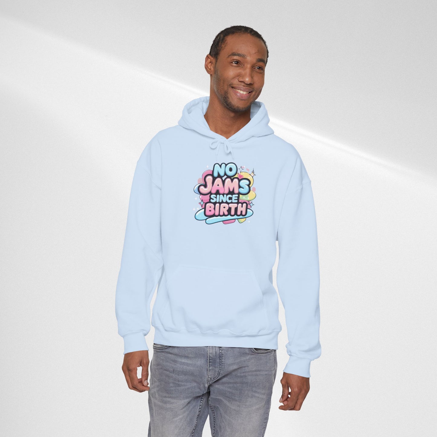 Hoodie — "No Jams Since Birth" Cute Kawaii Graphic Pullover