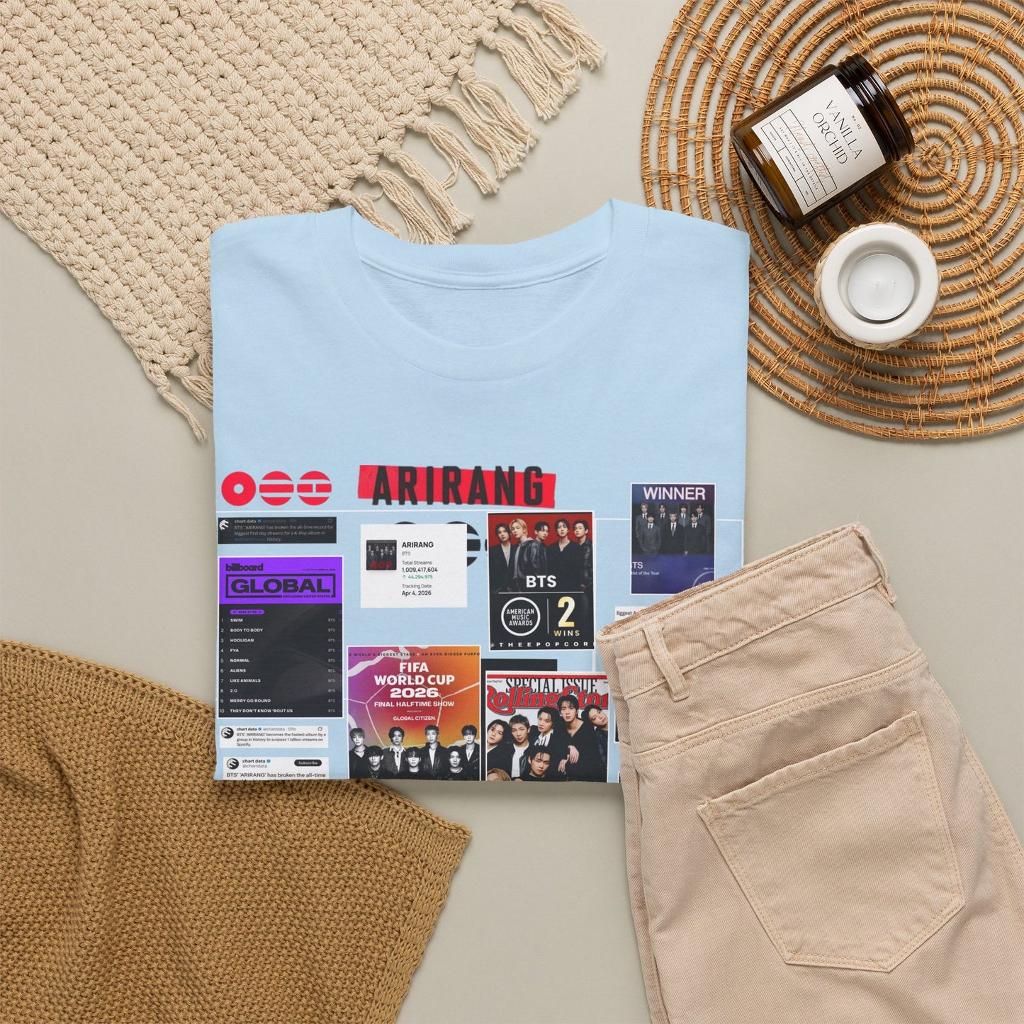 BTS ARIRANG Collage Tee — Iconic Albums & Milestones Graphic T-Shirt