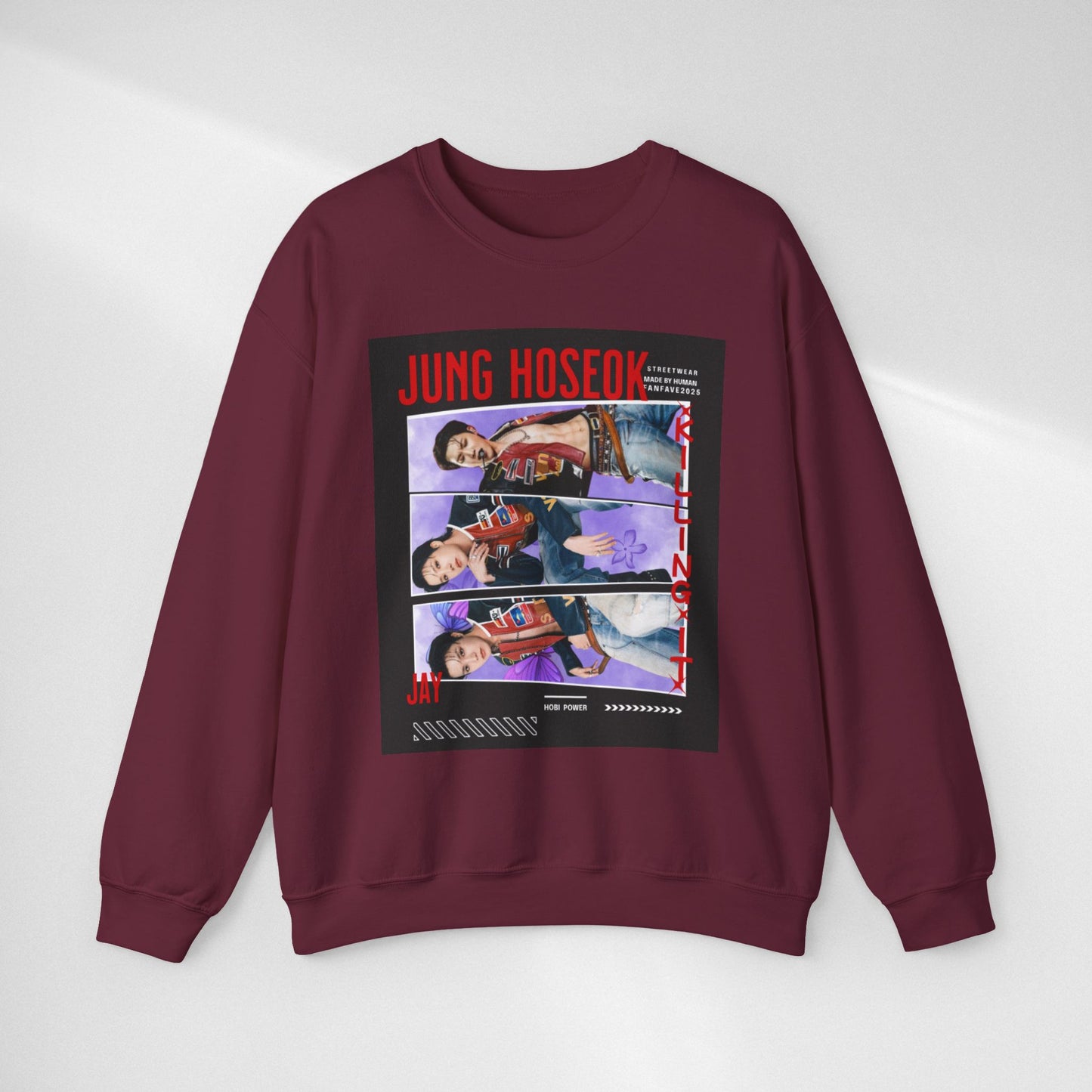 Photo Collage Crewneck Sweatshirt — 'JUNG HOSEOK' Graphic Pullover