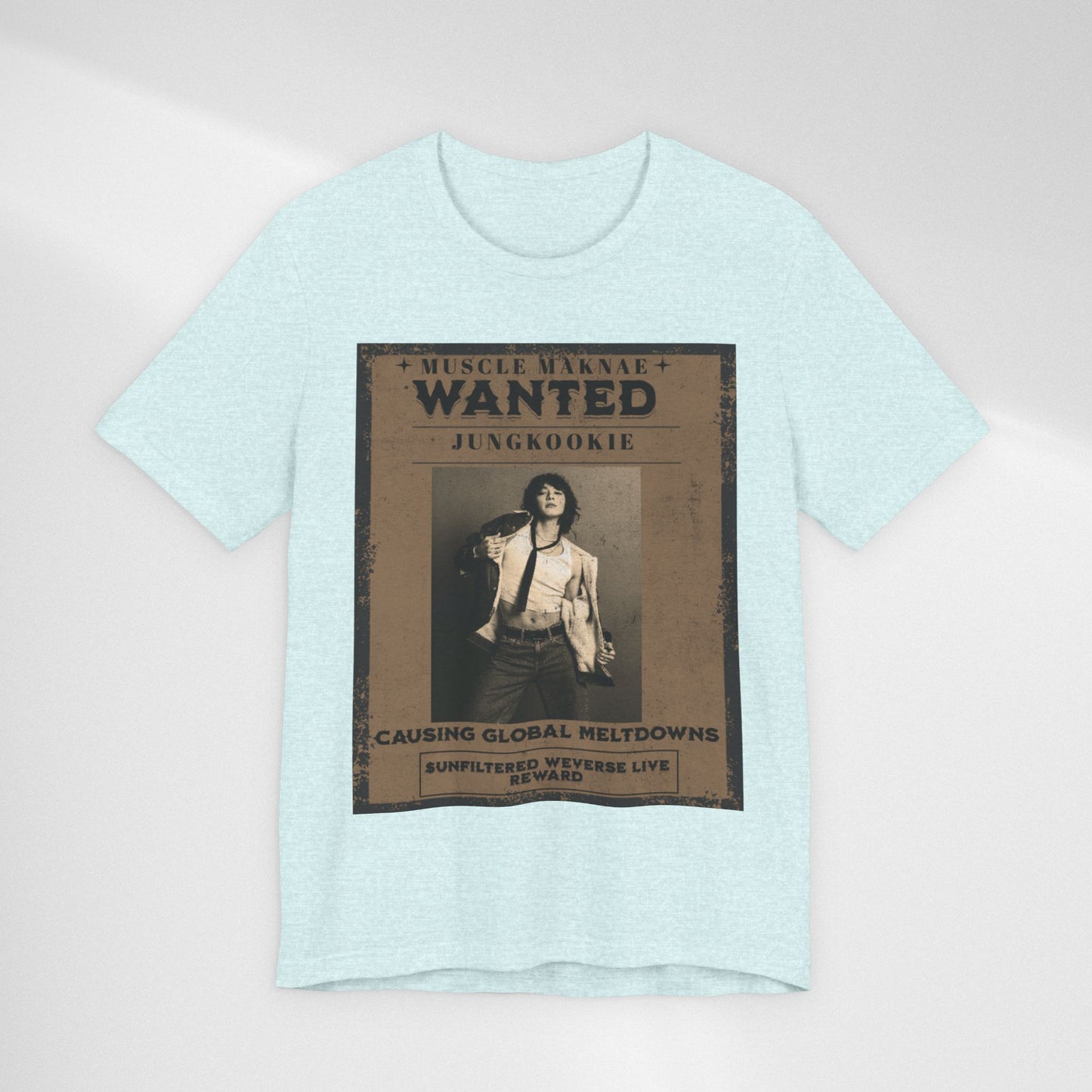 Wanted Poster Tee — 'Jungkook: Causing Global Meltdowns' Vintage K-Pop T-Shirt