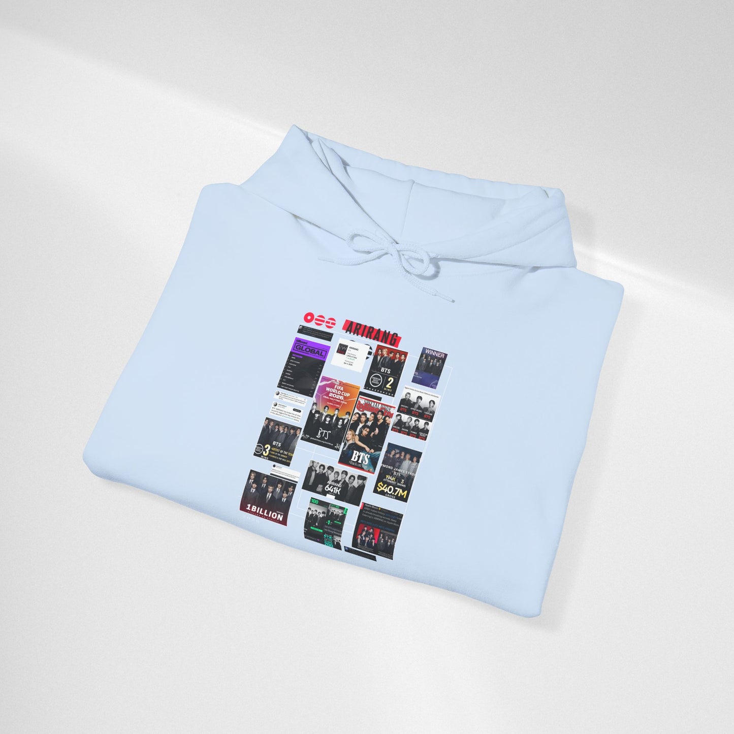 BTS ARIRANG Band Poster Collage Hoodie — Vintage Gig Tour Graphic Sweatshirt