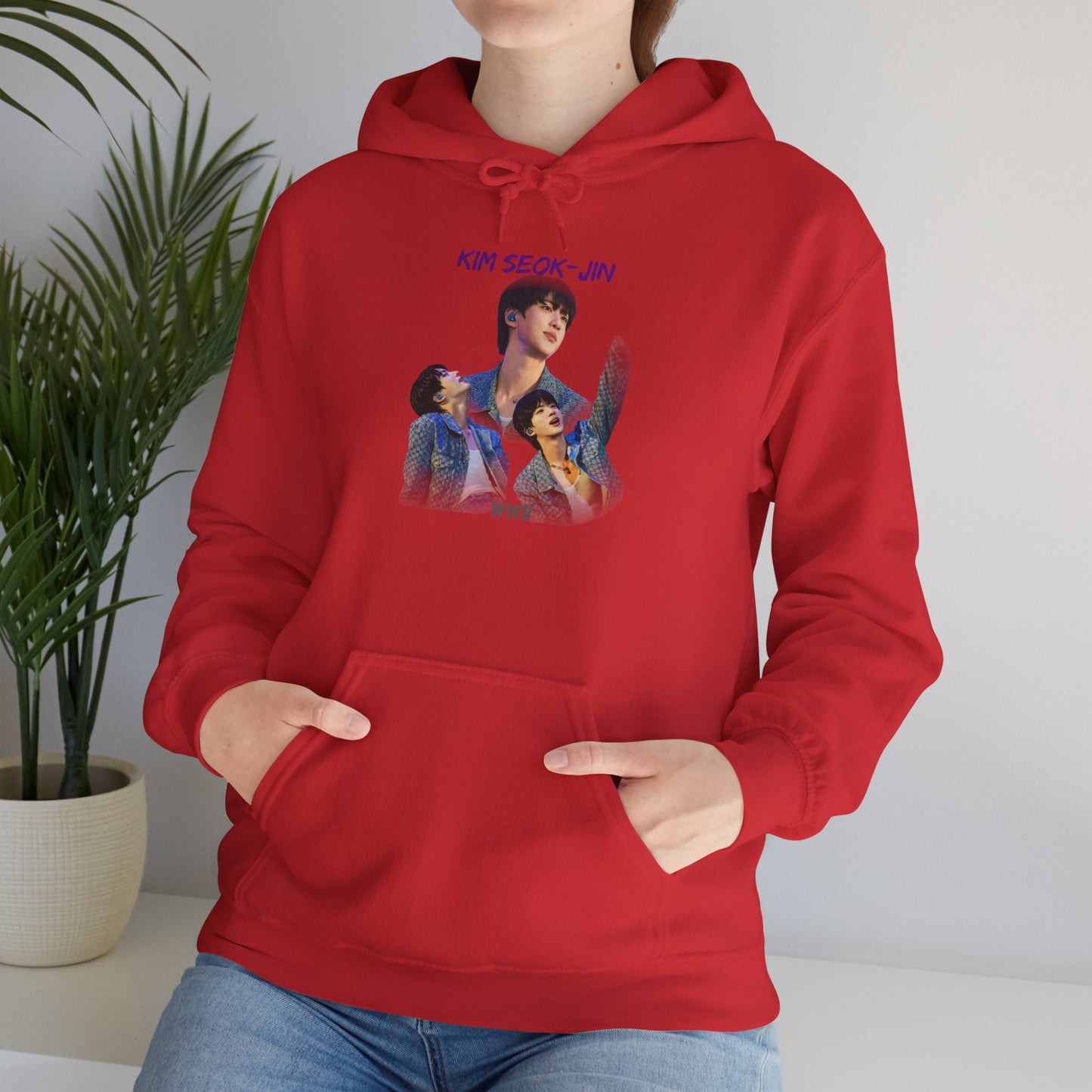 JIN Graphic Hoodie — Artistic Three-Image Portrait Design