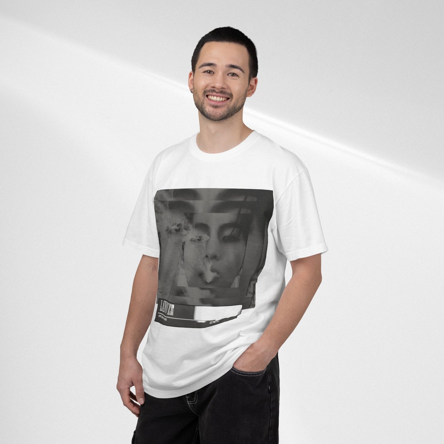 V Graphic Tee — Noir Glitch Portrait T-Shirt