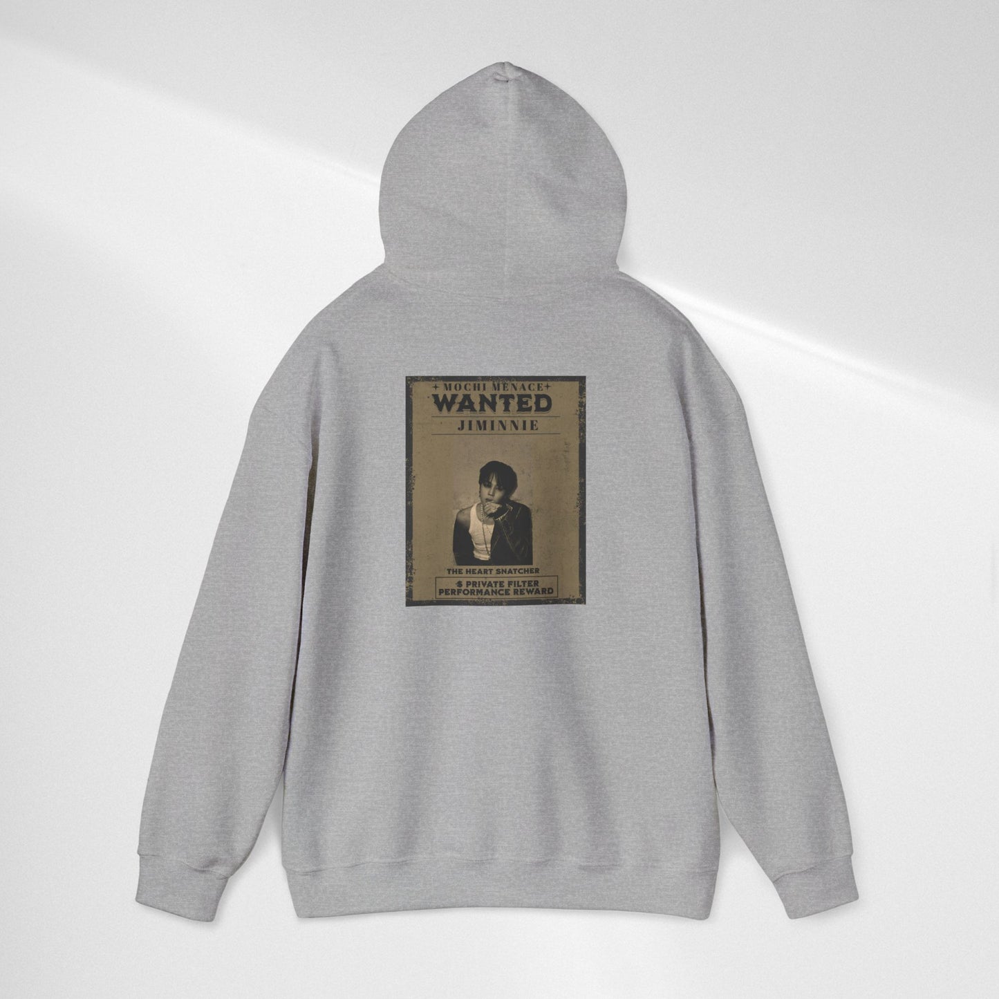 JIMIN Wanted Poster Hoodie — Vintage Photo "Wanted" Graphic Sweatshirt