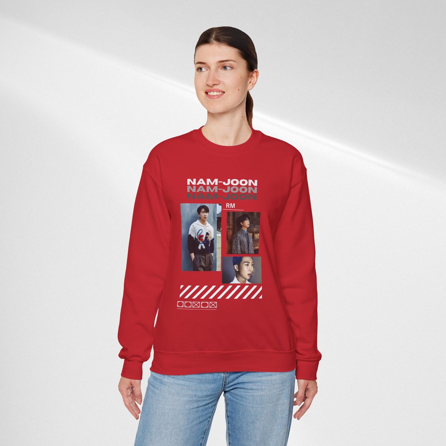 Photo Collage Crewneck Sweatshirt — "Nam-Joon" Graphic Pullover