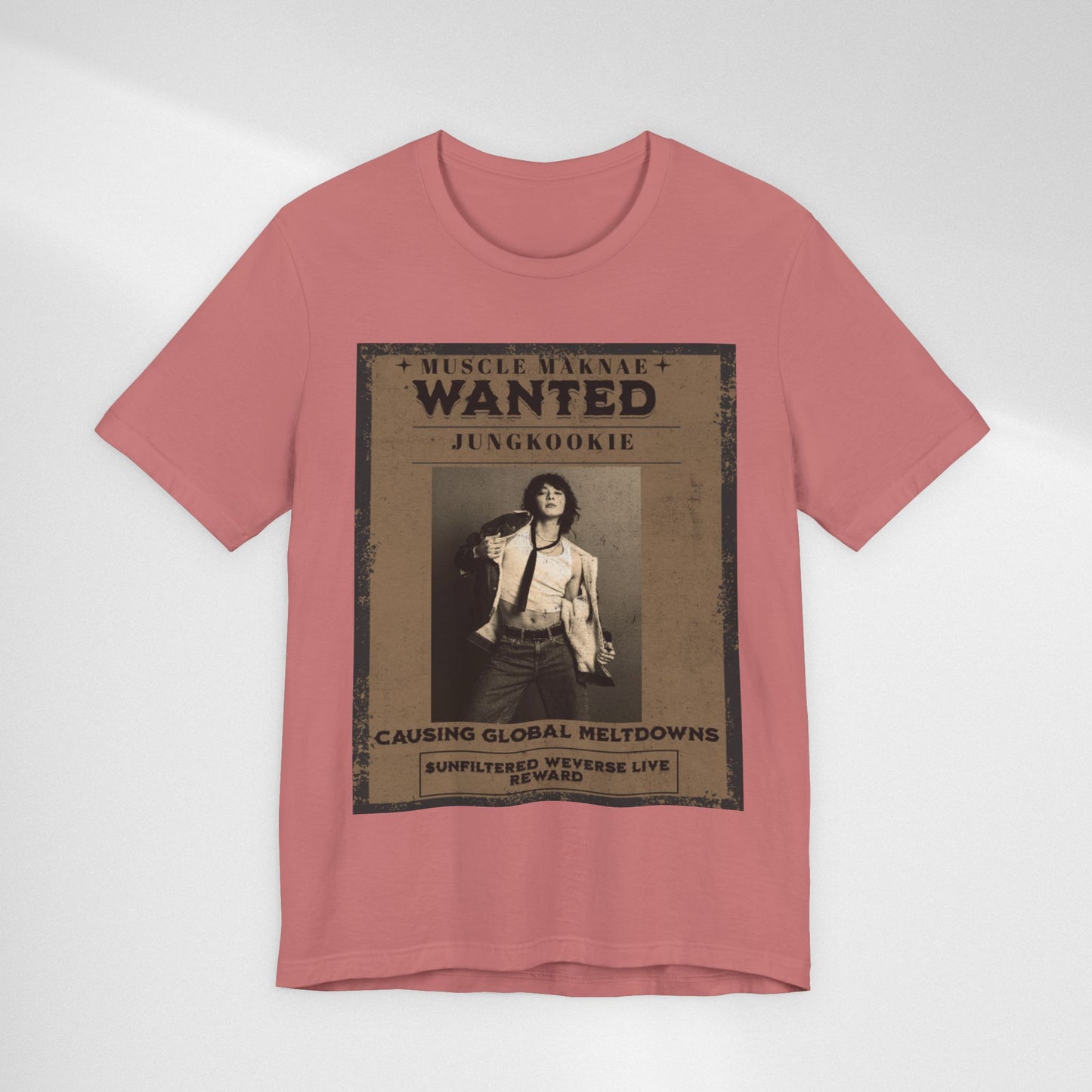 Wanted Poster Tee — 'Jungkook: Causing Global Meltdowns' Vintage K-Pop T-Shirt