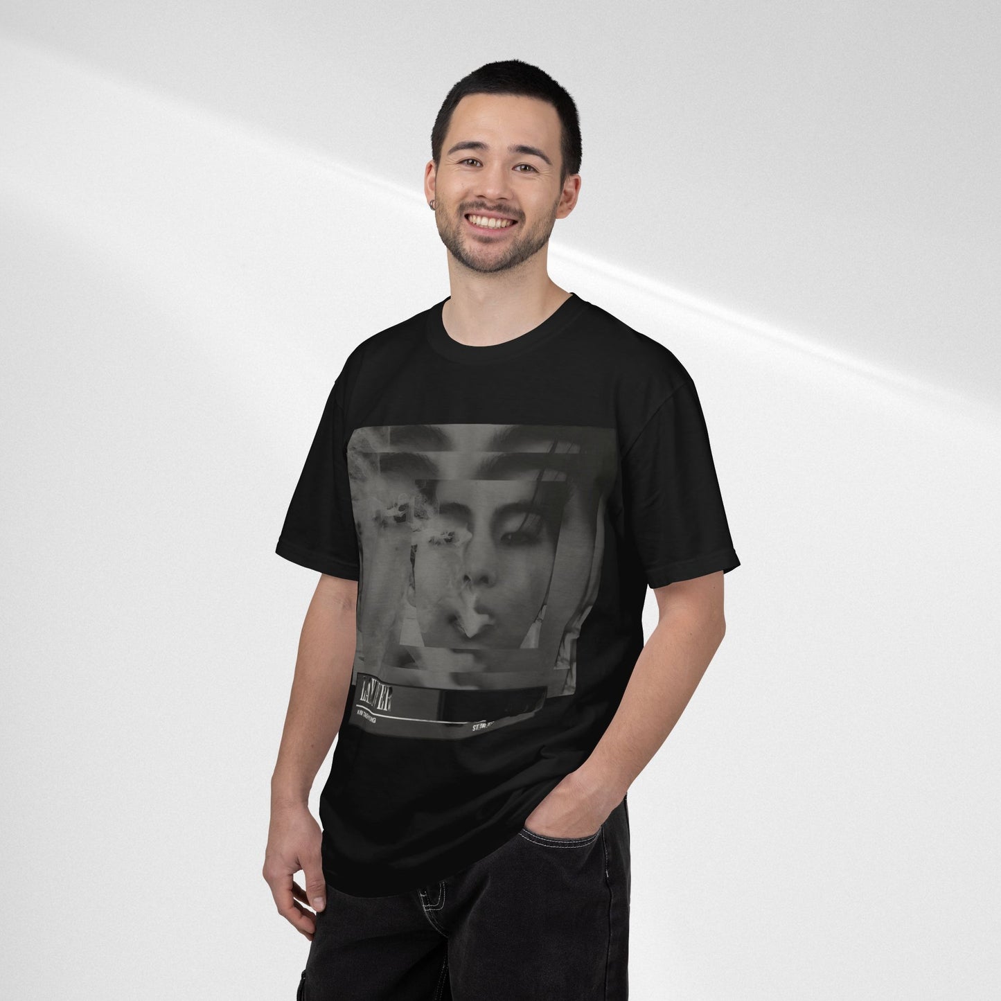 V Graphic Tee — Noir Glitch Portrait T-Shirt