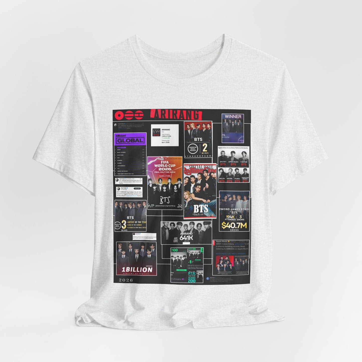 BTS  ARIRANG Collage Graphic Tee — K‑Pop Fan Tribute Shirt