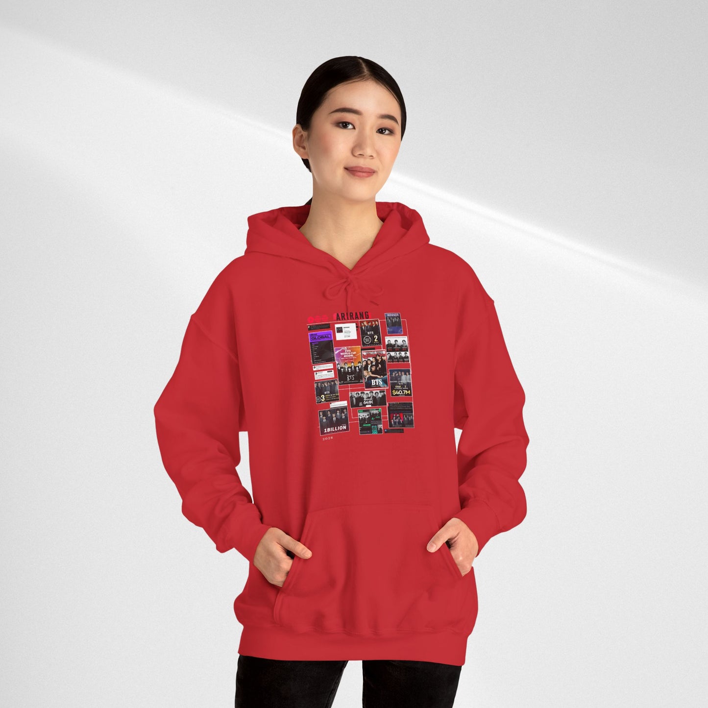 BTS ARIRANG Band Poster Collage Hoodie — Vintage Gig Tour Graphic Sweatshirt