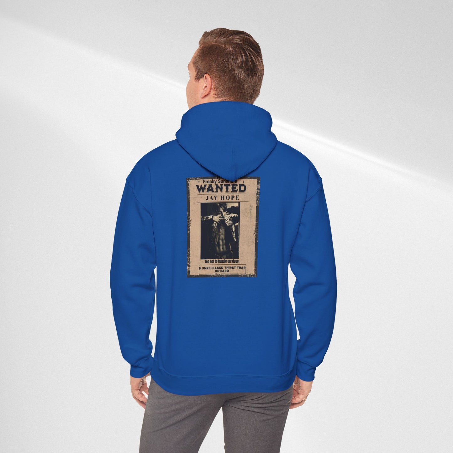 Hoodie - Vintage JHOPE 'WANTED' Poster Graphic Hooded Sweatshirt