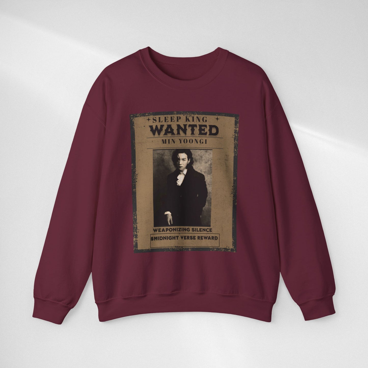 Crewneck Sweatshirt "Wanted: Min Yoongi" Vintage Poster BTS Suga Fan Apparel