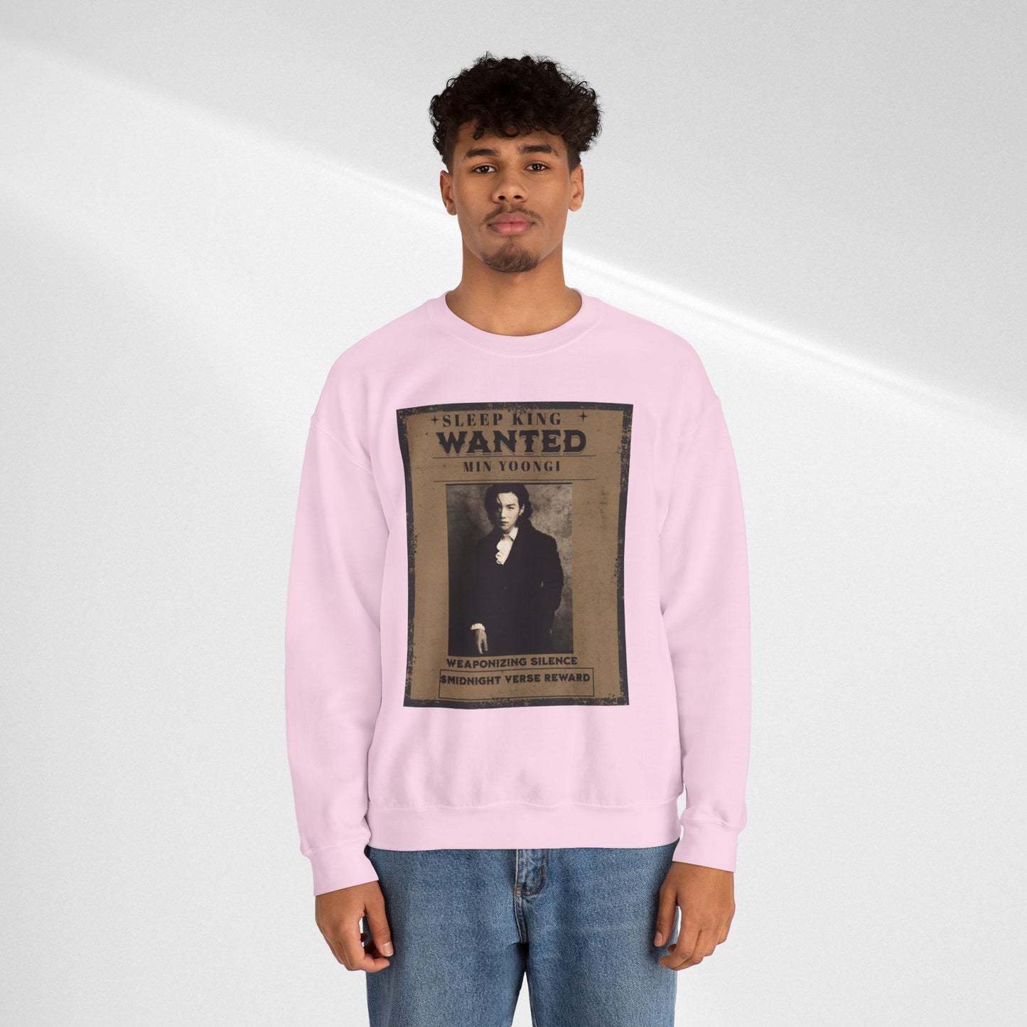 Crewneck Sweatshirt "Wanted: Min Yoongi" Vintage Poster BTS Suga Fan Apparel