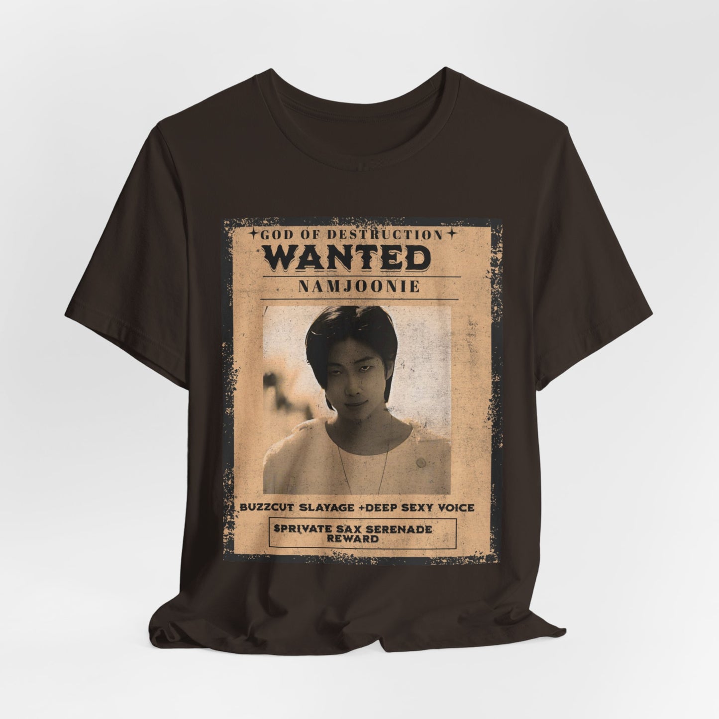 T-Shirt — Vintage 'Wanted: Namjoonie' Photo Tee (K-Pop Fan Poster Style)