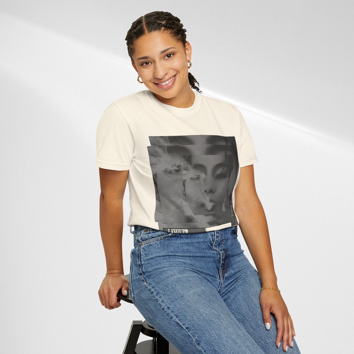 V Graphic Tee — Noir Glitch Portrait T-Shirt