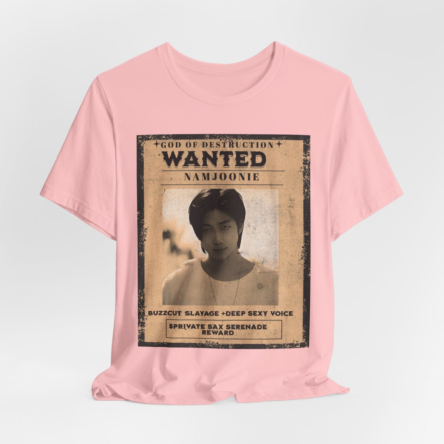 T-Shirt — Vintage 'Wanted: Namjoonie' Photo Tee (K-Pop Fan Poster Style)