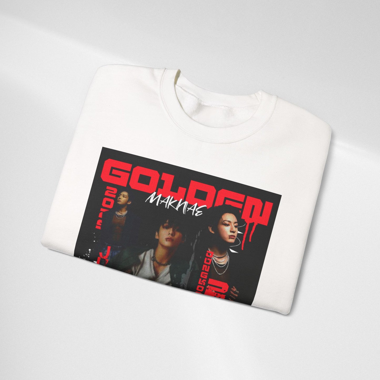 JK Golden Making Crewneck Sweatshirt — Retro K-Pop Photo Graphic