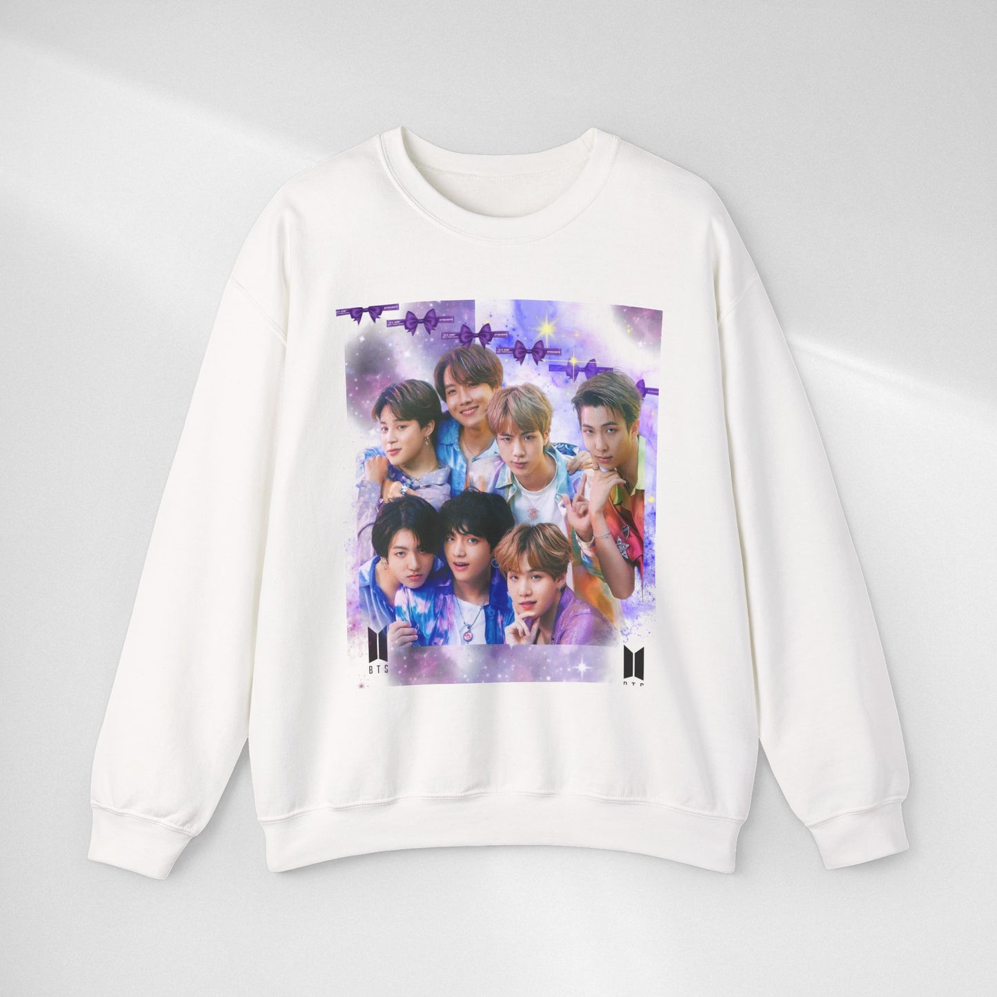 BTS Group Photo Crewneck Sweatshirt — Purple Fan Art Print