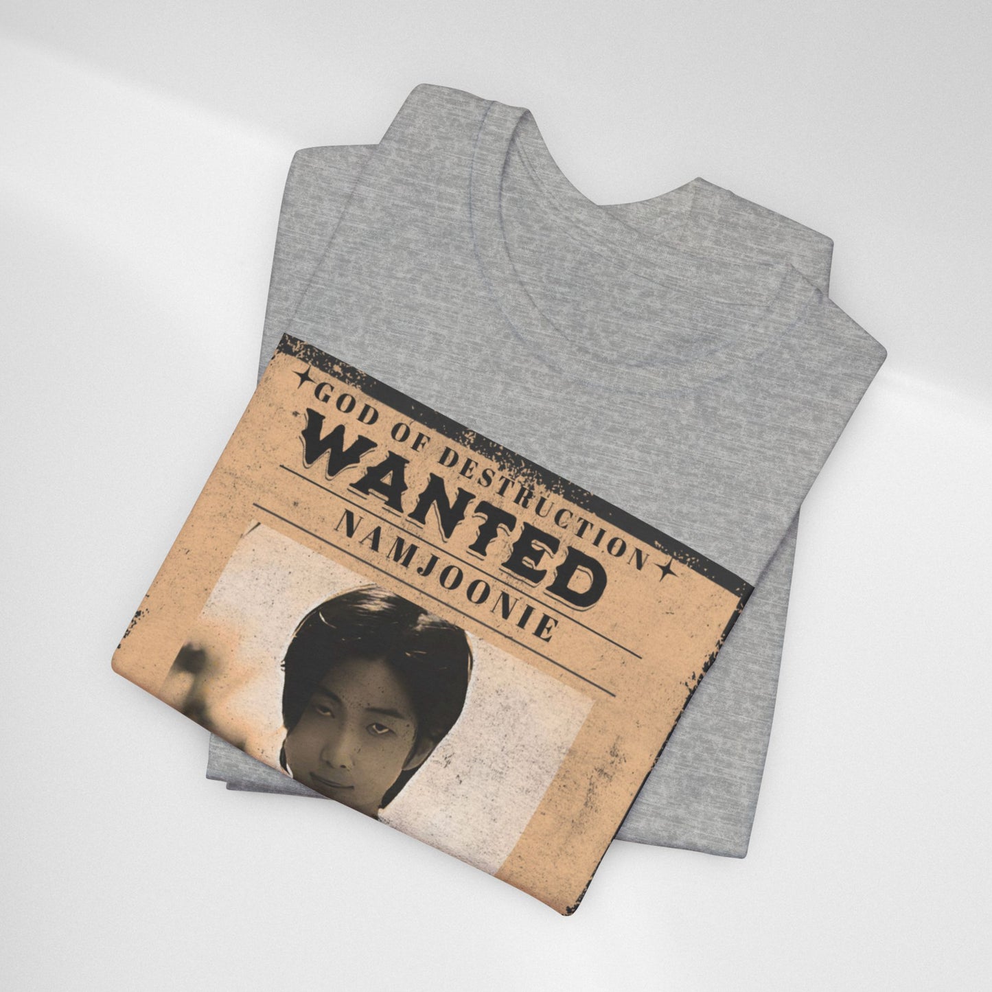 T-Shirt — Vintage 'Wanted: Namjoonie' Photo Tee (K-Pop Fan Poster Style)